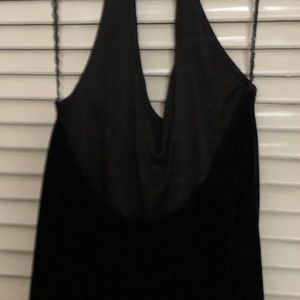 Black velvet long dress backless